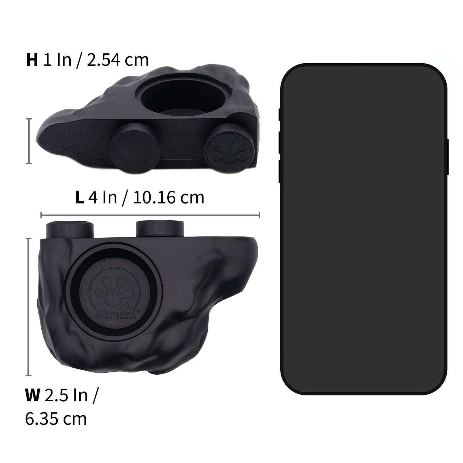 Pangea Silicone Gecko Feeding Ledge - Magnetic Mini Food Dish for Reptile Tank - 4.125 x 2.625 x 1.18 - Fits 0.5oz Cups (Black)